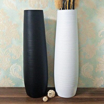 落地高白色大家居摆件干枝插花陶瓷现代简约欧式 装饰花瓶客厅