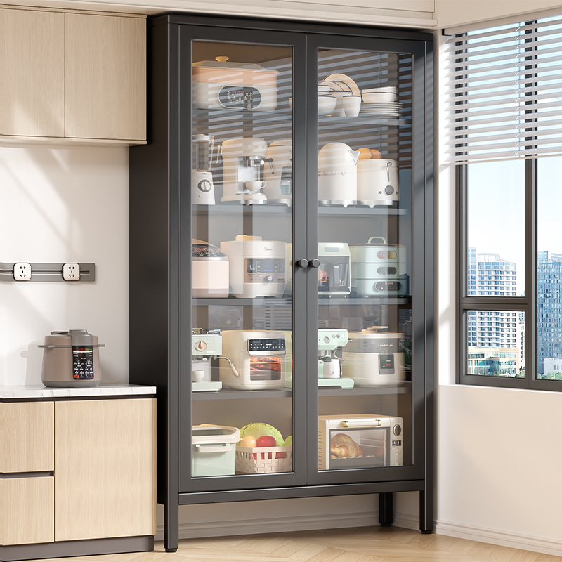 厨房置物a架落地多层钢化玻璃收纳柜餐边微波炉橱柜多功能储物柜
