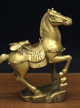 纯铜生肖马桌面小摆件苍蝇谐音常赢马上赢吉祥祝福书房客厅摆设品