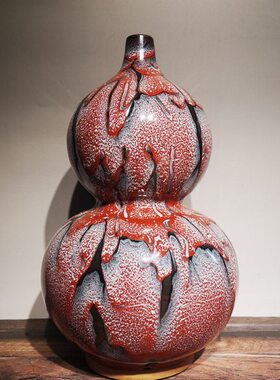 礼盒装客厅禄玄关前台葫芦办公室家居陶瓷高档摆件花瓶摆设福钧瓷