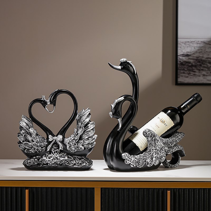 欧式红酒网红酒瓶架轻奢创意高档天鹅摆件陶瓷家居客厅Y酒柜装饰