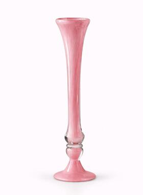 中古风琉璃细长花花器级小众颜值插花花玄关摆件奶色可爱