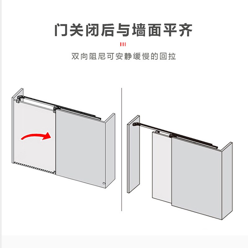 内推巴士门轨道平移门滑轨衣帽间浴室卧室推拉隐形门导轨五金配件