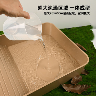 黄缘乌龟特大号专用泡澡洗澡盆半水龟陆龟喝水盘饲养箱造景用品