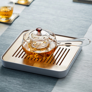 侧把玻璃煮茶壶耐高温加厚t小青柑红茶茶具家用过滤烧水泡茶器套