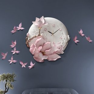 装 钟表客厅卧室挂钟 壁钟艺术家用时尚 个性 饰时钟3d立体浮雕 创意
