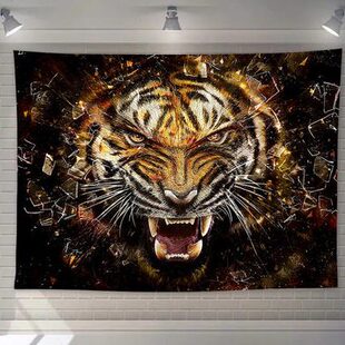 老虎挂布改造装饰墙宿舍床头纹身店背景动物工作室客厅墙布面创意