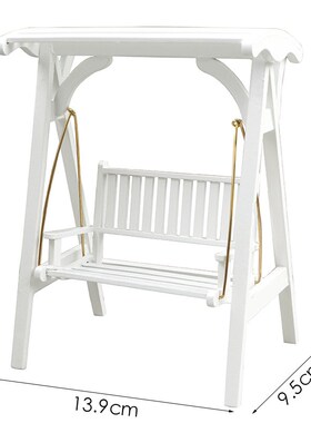 1:12娃娃屋dollhouse迷你家具花园微场景白色秋千摆件