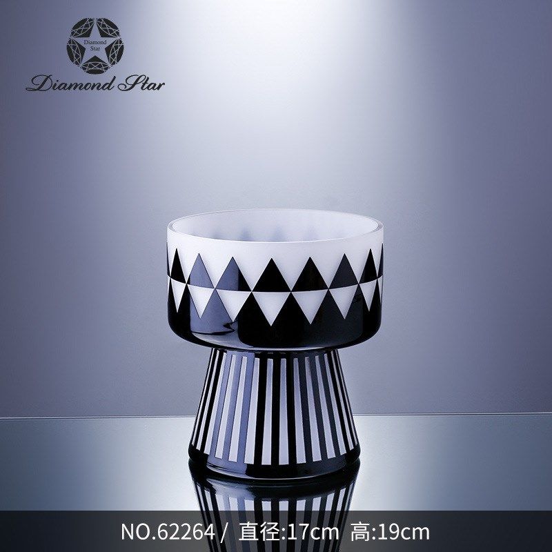 钻石星古典创意玻璃花瓶黑白简约轻奢高级感客厅桌面摆件花瓶,特色手工艺,其他特色工艺品,淘宝优惠券,粉丝福利购,淘宝优惠卷