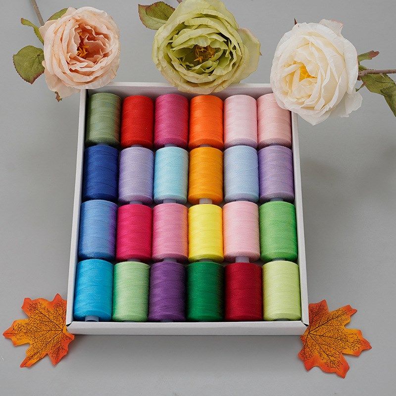 家用涤纶线套装402针线手缝线色号齐全制作 1000码24轴缝纫线