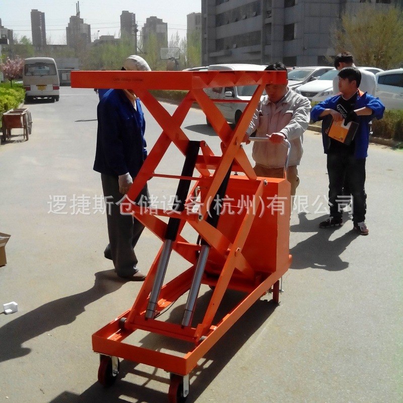非标1吨可移动式电动平台 半电动可倾斜液压平台车电动工位升降车