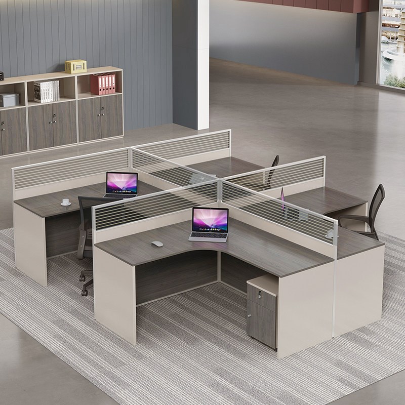 办公桌 简约现代职员桌四人位电脑桌椅组合2/4/6人屏风桌隔断卡位