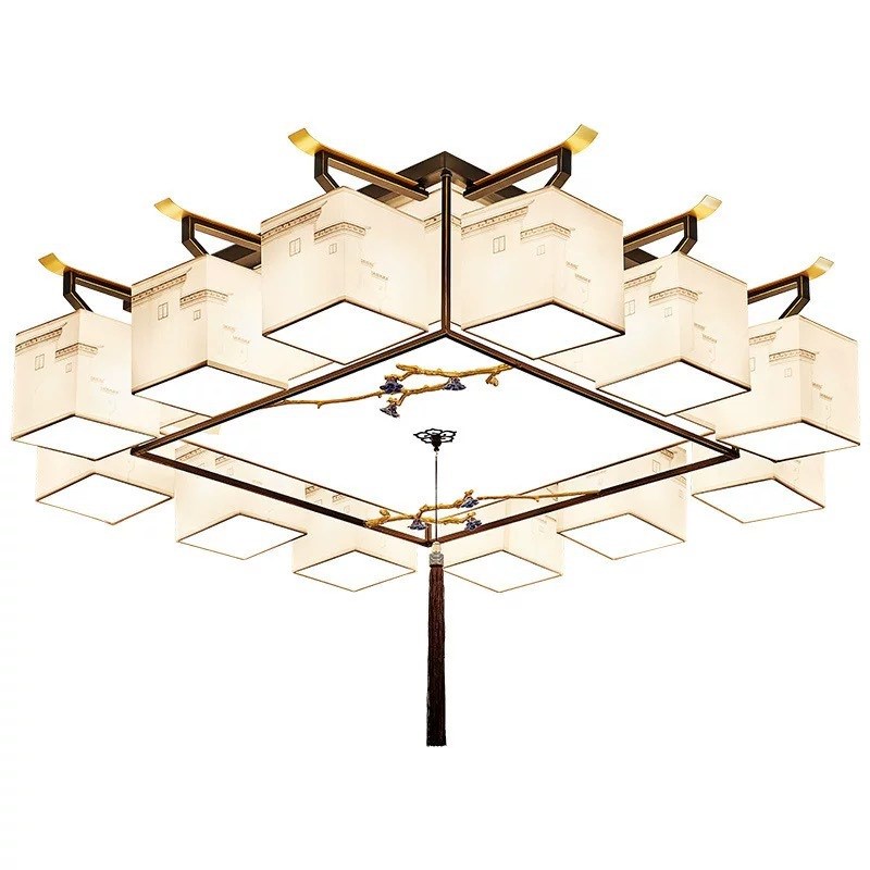 新中式吸顶灯现代简约长方形客厅灯餐厅卧室灯复古中国风套餐灯具