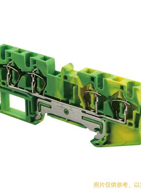 瑞联 弹片式接线端子 RST4FO-PE 双进双出接地型导轨组合自锁端子