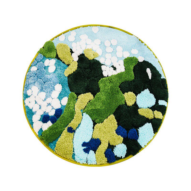 苔藓圆形植绒地毯簇绒家用防滑地毯浴室衣帽间客厅全铺地毯茶几毯