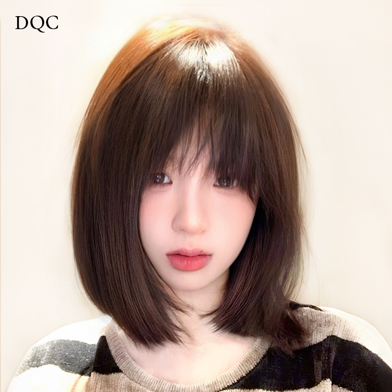 假发女中长发自然仿真发全真人发内扣锁骨短发减龄U整顶假发全头