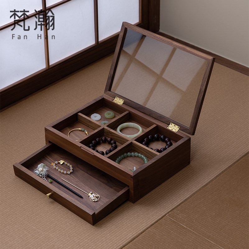 梵瀚木质翡翠手镯盒收纳多位高级大容量展示架文T玩手串珠子收纳
