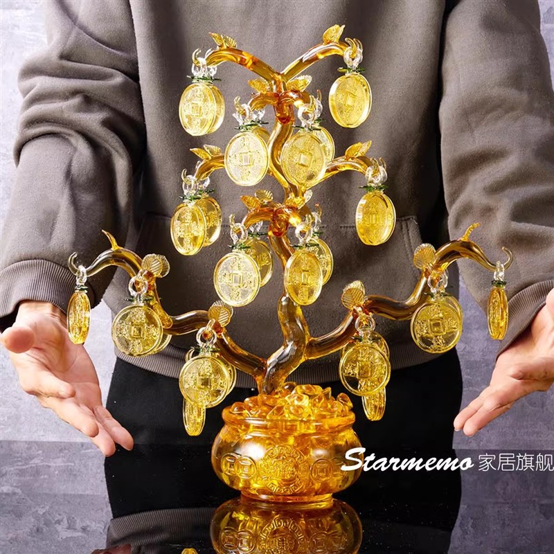 招财树摇钱树酒柜摆件开业礼物轻奢招财新家搬家乔迁新居礼品