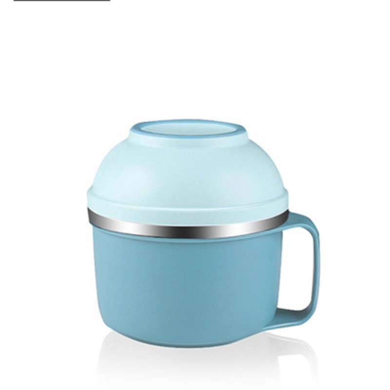 1100ml大号泡面碗304不锈钢隔热汤碗提手带盖带菜格便当盒快餐杯