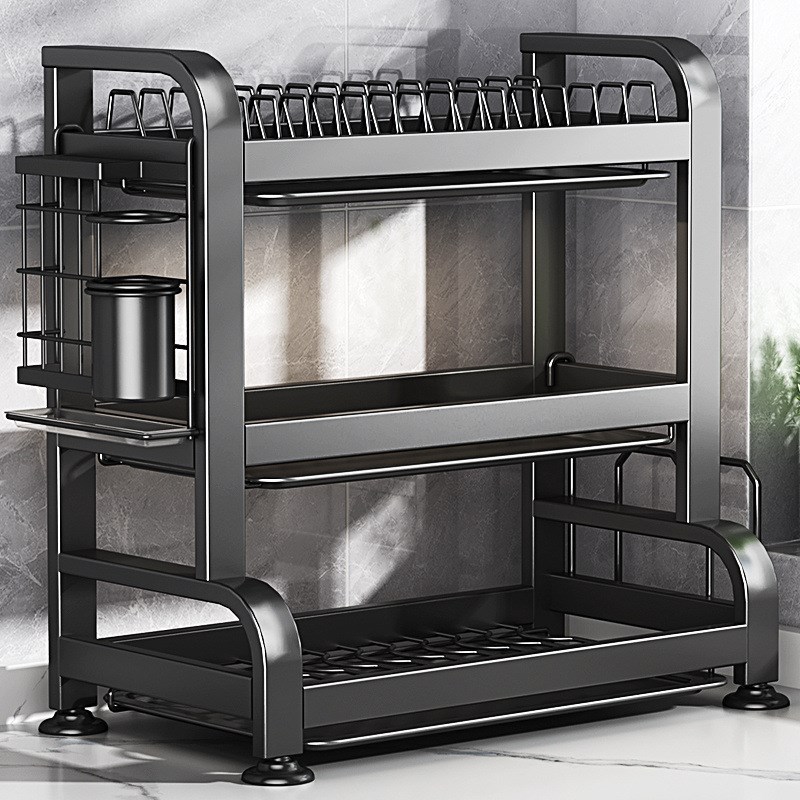 不锈钢碗碟收纳架厨房置物架家用多功能放碗架碗筷碗盘沥水架碗柜