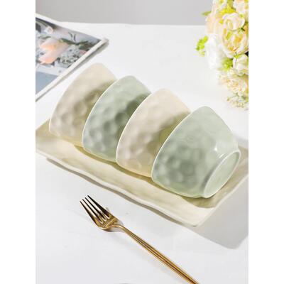碗家用10只装4.75英寸陶瓷米饭碗汤碗面碗餐具简约纯色水果碗新品