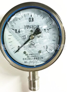 厂价直销江南压力表不锈钢耐震压力表YNBF100-1.01.62.5mpa