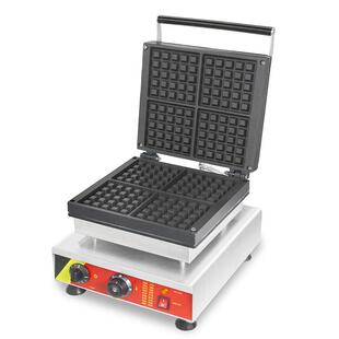 商用温控定时电加热方形甜甜圈冰激凌筒华夫饼早餐机四格可换板电