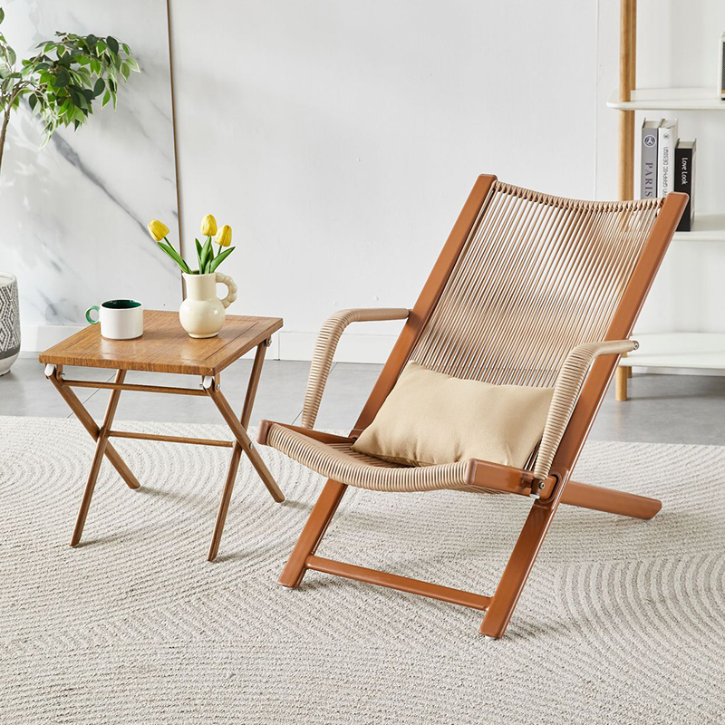 新款新中式藤编躺椅三件套