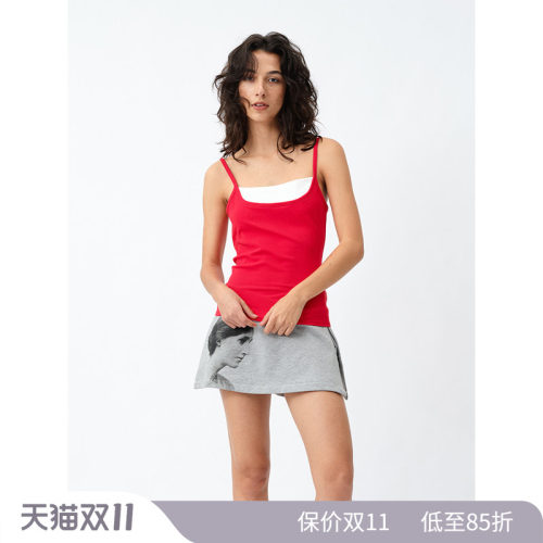 撞色拼接设计感上衣背心休闲无袖