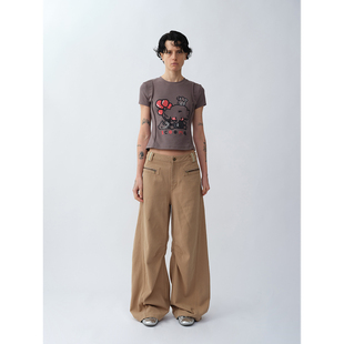 女明星同款1c00M4设计感分割解构休闲裤女直筒宽松长裤女春季新款