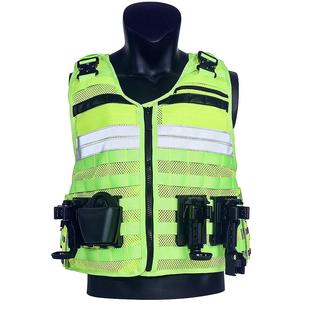 龙章御巡逻勤务执勤战术马甲黑色反光背心耐磨透气防护荧光绿