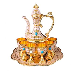 甄选复古轻奢酒具套装 合金精美印花酒具套 欧式 宫廷风酒壶酒杯套装