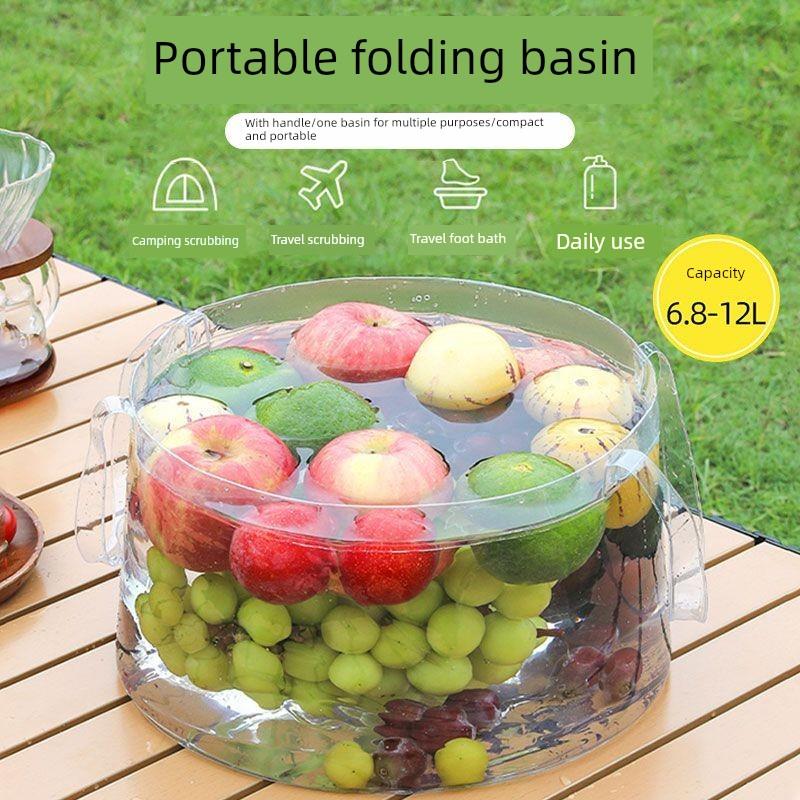便携式旅行洗衣袋，折叠盆，便携式户外洗碗机，一次性透明压缩桶