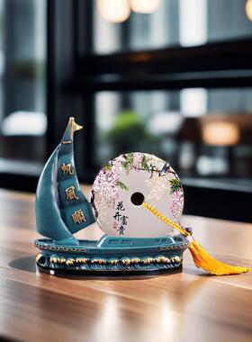 天然阿富汗玉石摆件平安帆船送礼送朋友客户商业礼品电视酒柜装饰