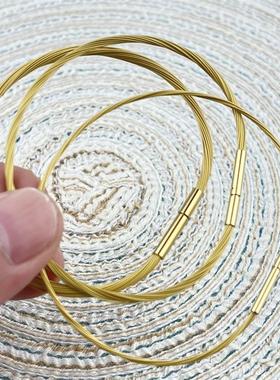 细款防水手绳细钢丝金黄色穿串小孔转运珠金色钢丝绳手炼本命年