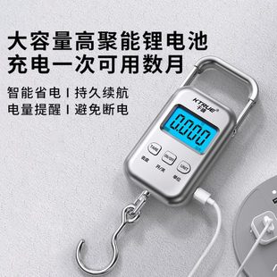 手提电子秤50KG精度随身家用买菜行李快递挂钩弹簧称鱼器 便携式