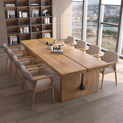 简约现代实木会议桌长桌长条桌办公桌大型洽谈接待培训桌椅工作台