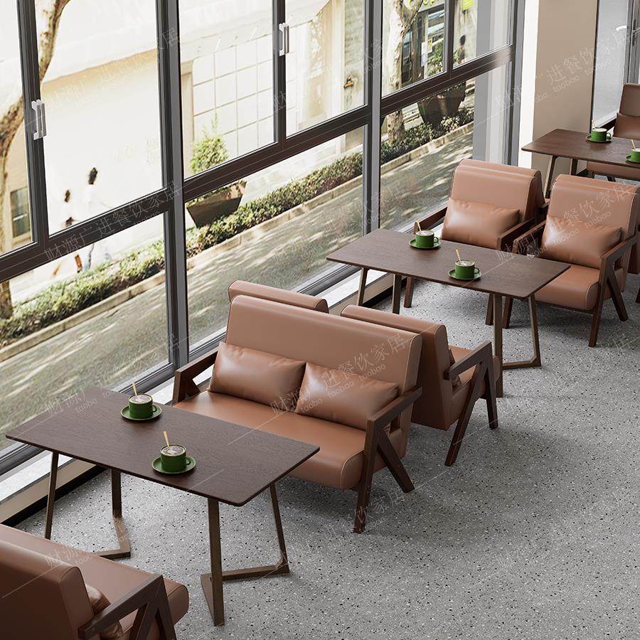 复古咖啡厅奶茶店实木桌椅组合餐厅民宿酒店卡座沙发洽谈接待商用,商业/办公家具,沙发,淘宝优惠券,粉丝福利购,淘宝优惠卷