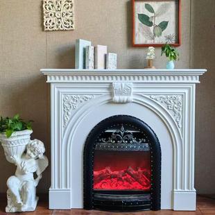 法式壁炉柜彷真火取暖壁炉架背景墙装饰柜玄关柜网红直播间摆设柜