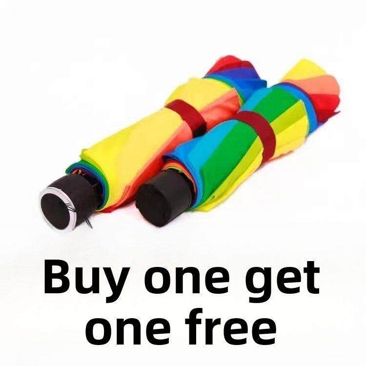 彩虹伞十骨三折男女学生折叠伞创意双放大强化小清新阳伞