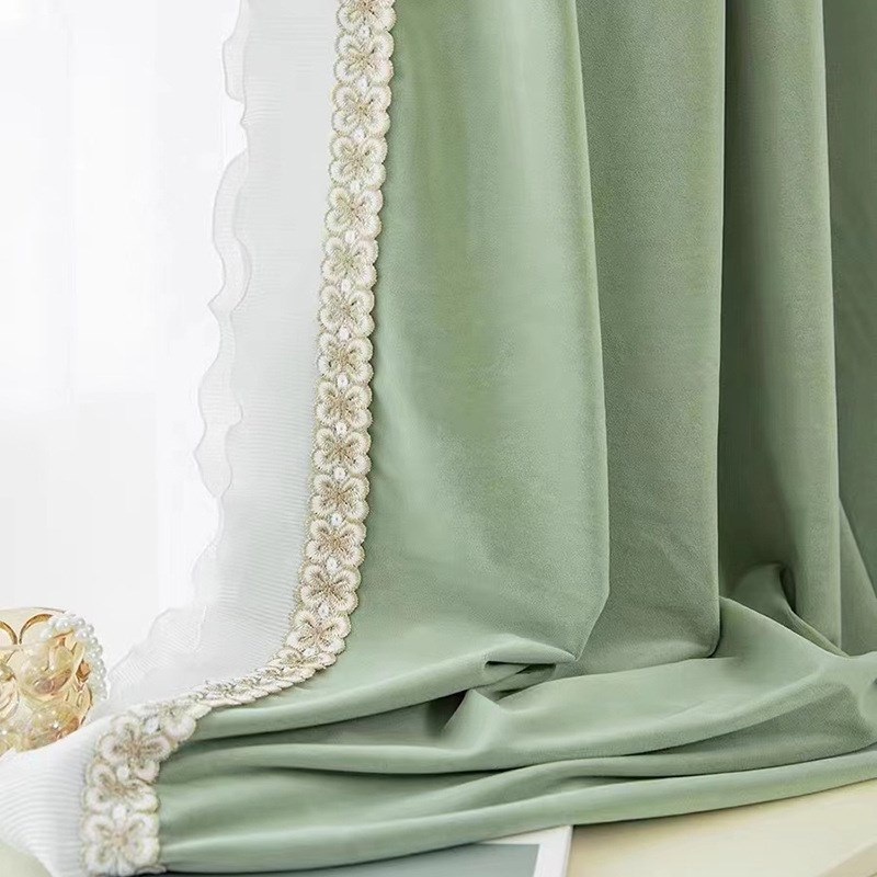 奶油色现代简约澳洲羊毛绒遮光窗帘 轻奢丝绒客厅卧室飘窗成品帘