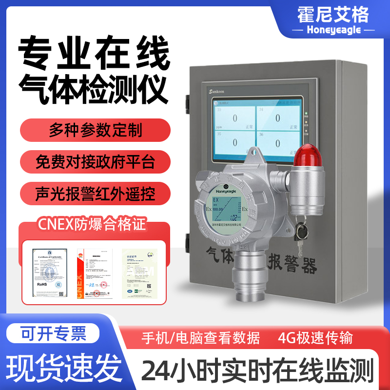 工业气体检测仪有毒有害甲烷硫化氢氨气四合一可燃浓度探测警报器