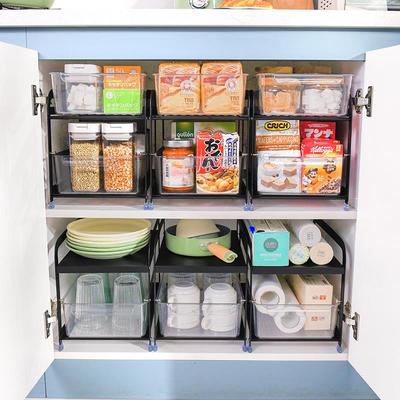 橱柜内置分层抽拉式置物架厨房调味料零食储物筐下水槽抽屉收纳盒