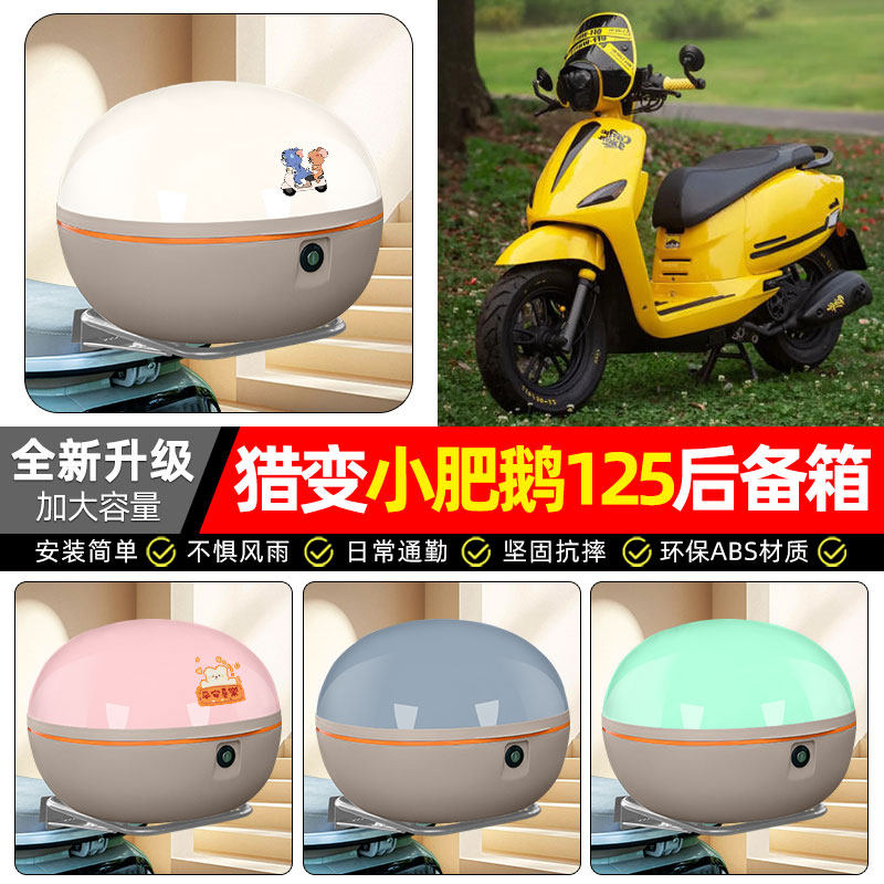 适用猎变小肥鹅125踏板摩托车专用后备箱尾箱后背储物箱装饰配件