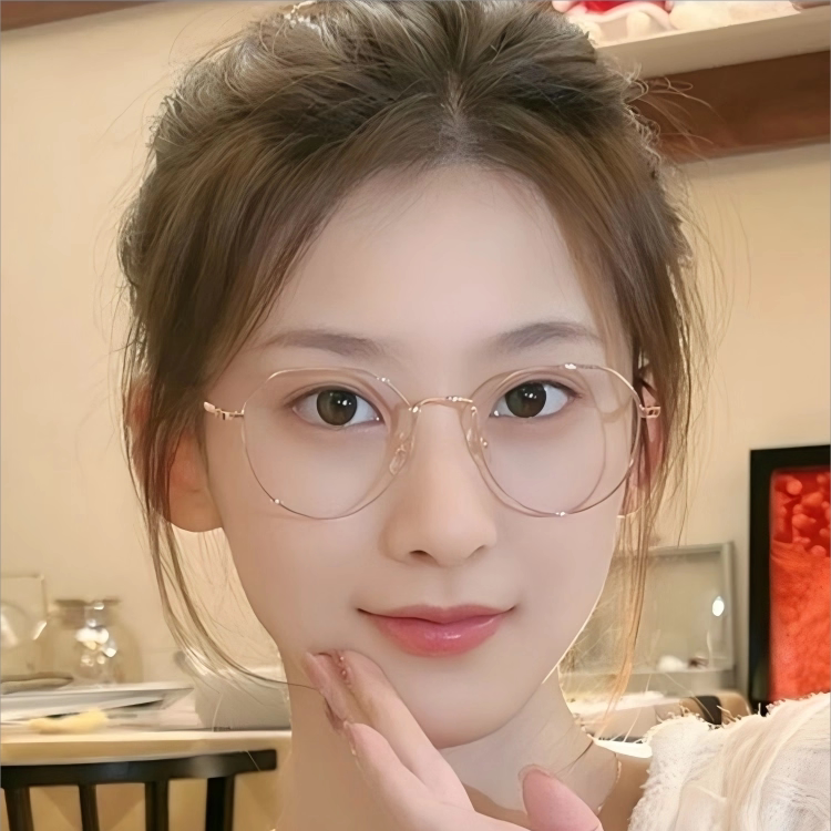 超轻金属多边形眼镜框女近视可配素颜显白有度数韩版潮圆脸眼睛架
