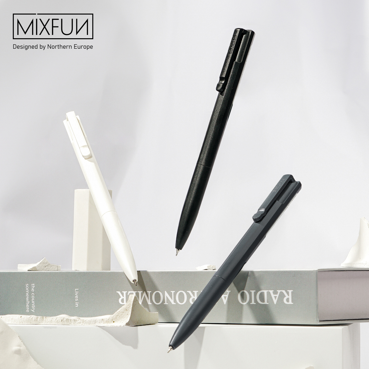 MIXFUN按动中性笔三支低重心签字