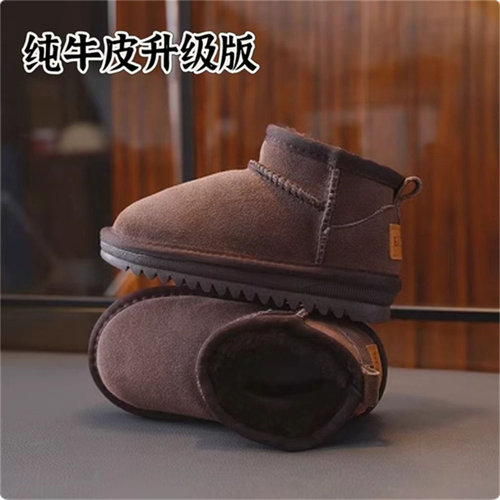 牛皮2025新款儿童雪地靴女童短靴加厚毛绒棉鞋冬季防滑宝宝短靴
