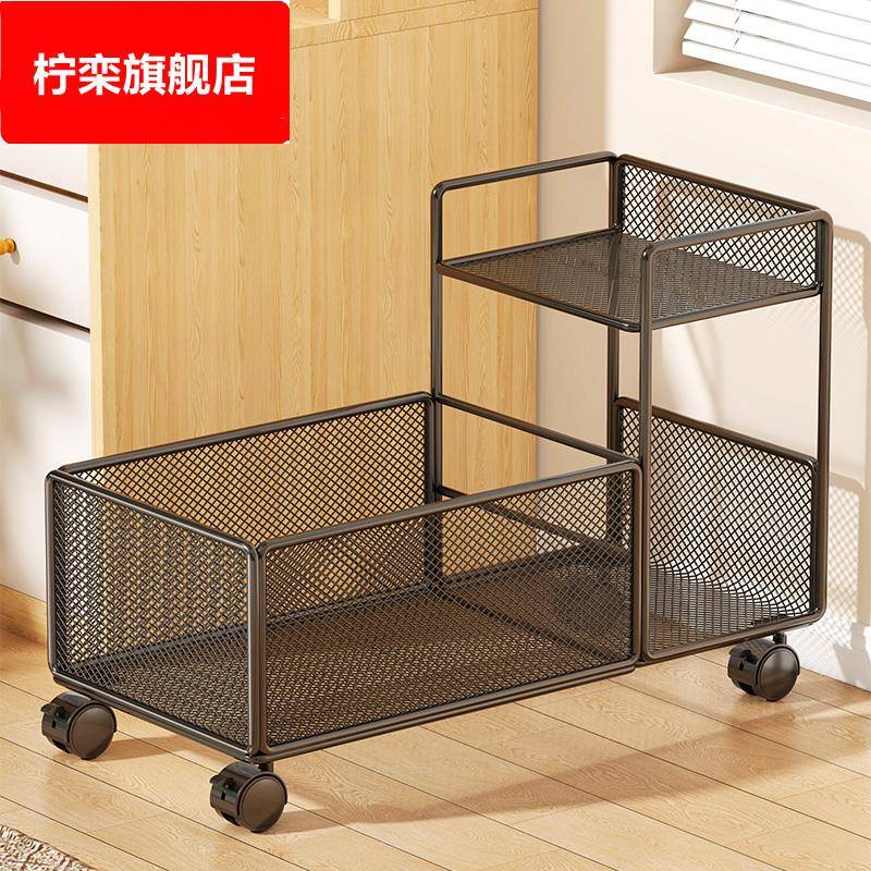 收纳箱书包整理箱办公室桌下分层置物架子工位放包神器带轮小推车