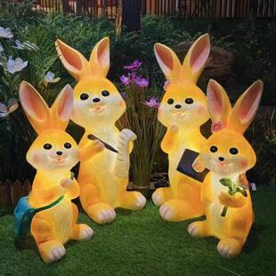 爱学习兔子灯仿真玻璃户外景观户外动物灯LED发光兔快乐兔子