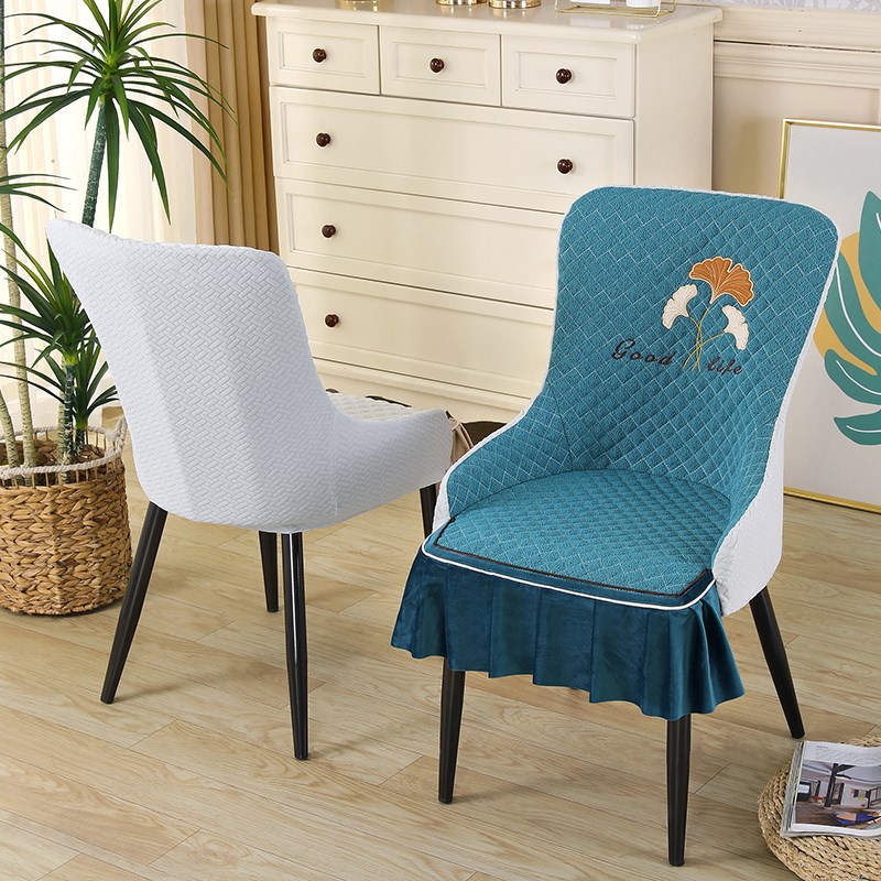轻奢鱼尾椅全包扶手椅子套夹棉餐桌椅套凳子套半圆弧形皮椅子套罩
